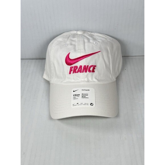 Nike Team France FFF Womens Heritage86 Campus Hat Cap White Pink NEW OS - Picture 1 of 6